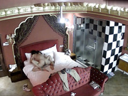 情趣酒店美式大床偷拍眼镜女和男炮友开房激情轮流换上位啪啪